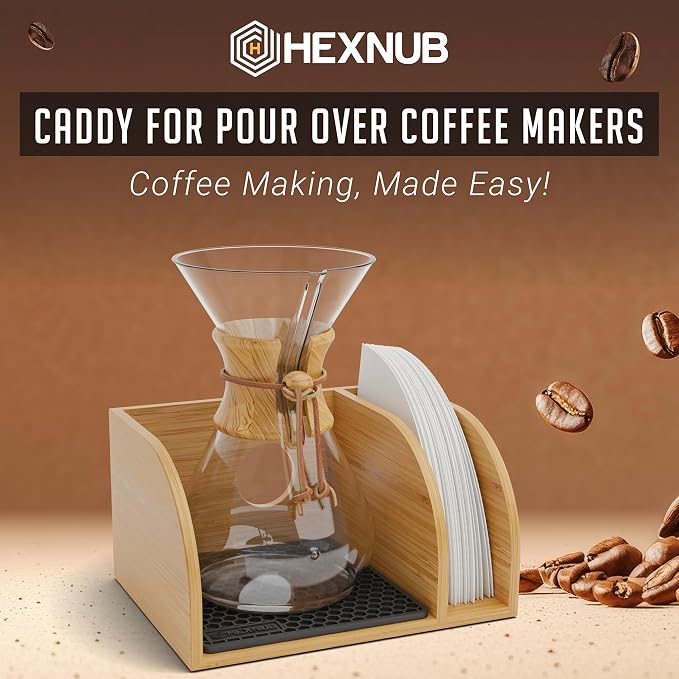 HEXNUB Pour Over Caddy for Chemex Bodum Cosori Coffee Makers Black | Handmade - Image 2