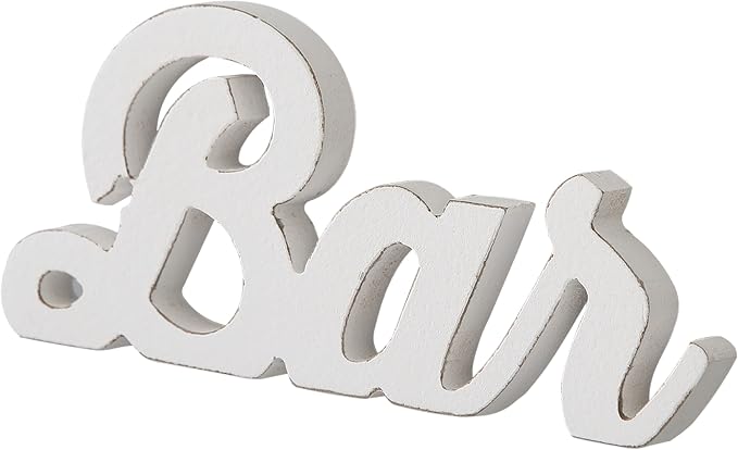 Rustic Coffee Bar Signs for Home Bar Wall 9 Inch, Distressed White Bar - Image 6