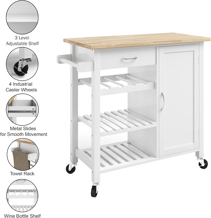 Kitchen Island with Towel Rack and Shelves - Image 2