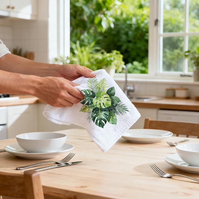 CUTHOLLOW Tree and Leaves Decorative Kitchen Towels Set of 4, 15.74"x23.62" - Image 6