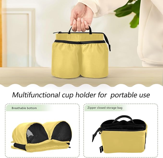 DOMIKING Lemon Yellow Travel Luggage Cup Holder - Image 3