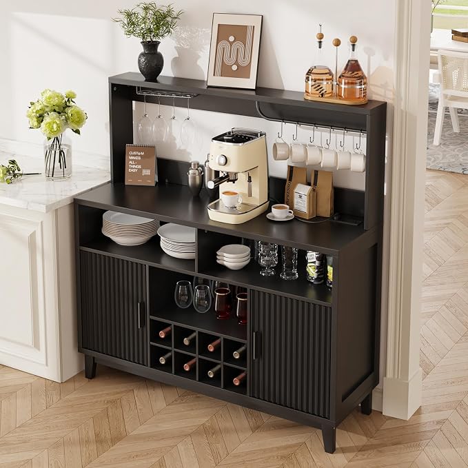 Vabches Fluted Coffee Bar Cabinet - Image 3
