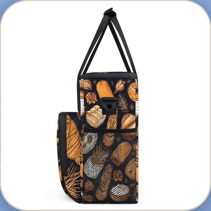 Bread Pattern Coffee Maker Carring Bag, Large Insulated Storage Organizer Case - Image 4