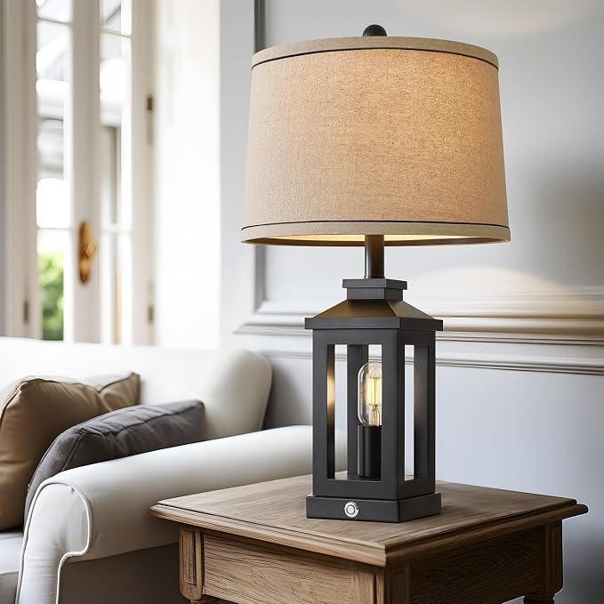 G-SAFAVA 23.75" Retro Farmhouse Black Table Lamp - Image 2