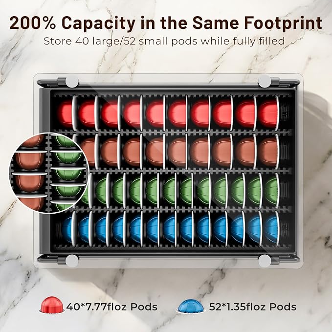EVERIE Nespresso Vertuo Pod Holder Drawer, Coffee Pod Organizer - Image 4