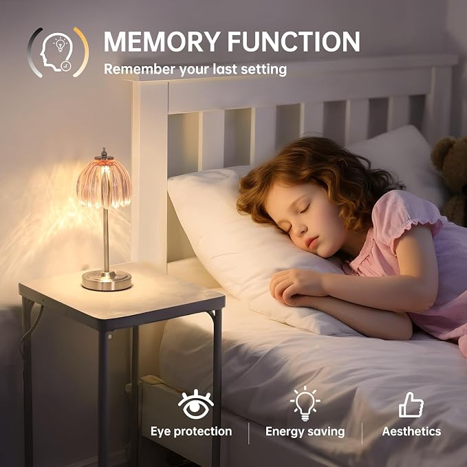 Shenmoyl Tulip Table Lamp with 5200mAh Battery & Touch Control, Cordless Small - Image 7