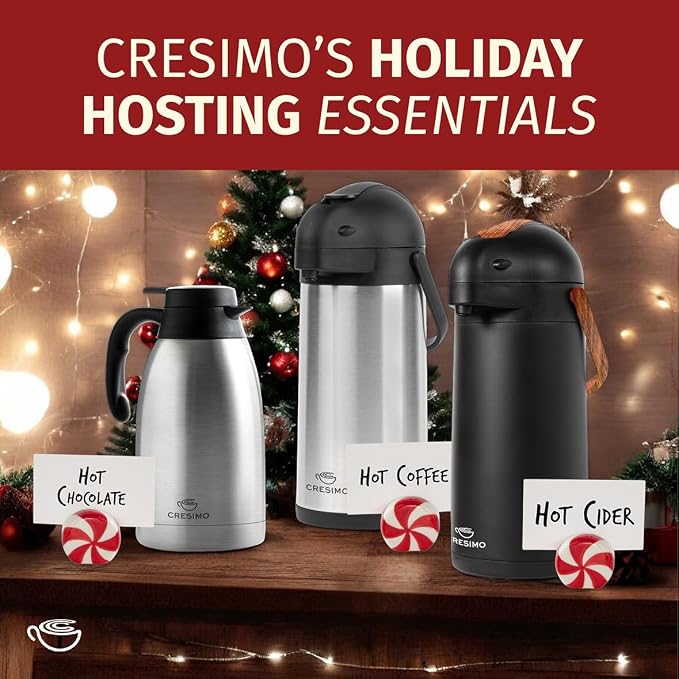 Cresimo 68 Oz Stainless Steel Black Thermal Coffee Carafe/Double Walled Vacuum - Image 3