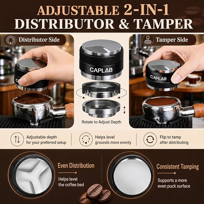 51mm Espresso Accessories Kit for DeLonghi, Adjustable 2-in-1 Coffee - Image 3