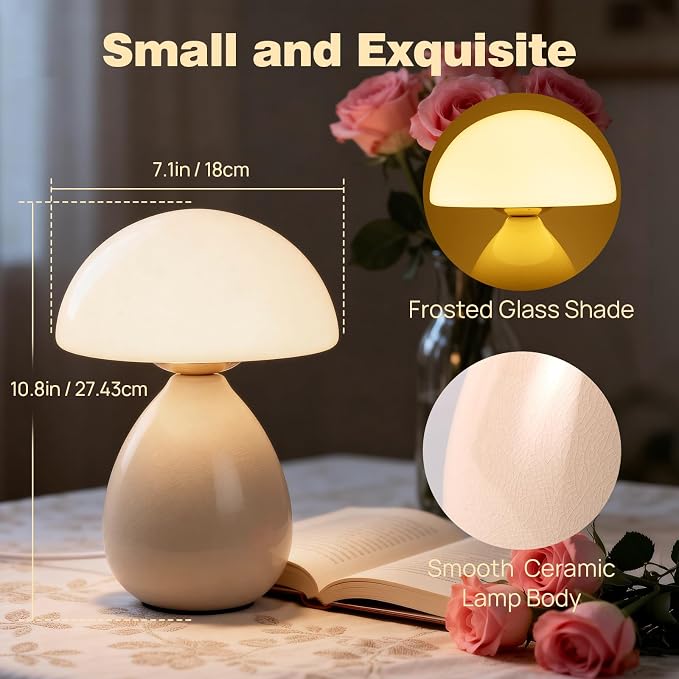 Mushroom Table Lamp for Bedroom, Small Lamp for Living Room, Nightstand - Image 3