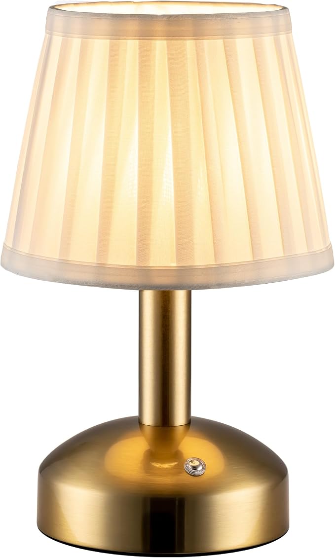 KDG Modern Cordless Small Table Lamp, Portable LED Fabric Shade Desk Lamps by KDG