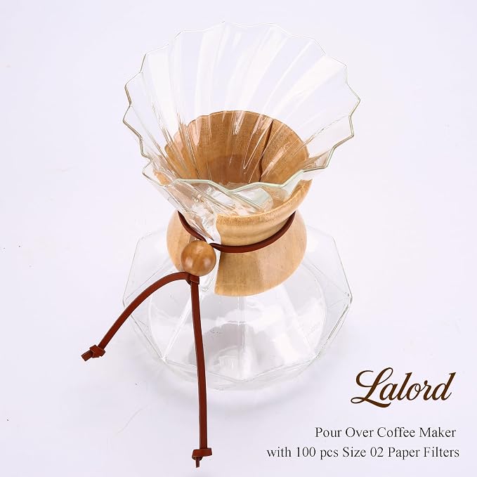 Lalord Pour Over Coffee Maker, 19 oz Borosilicate Glass Coffee Carafe - Image 3