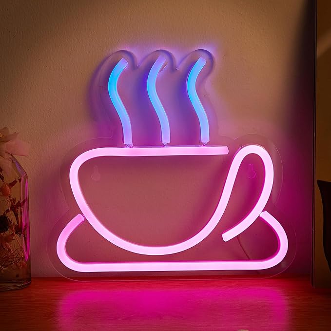 Coffee Cup LED Neon Sign, Neon Lights Sign Powered By 5V USB, Used by Chi-buy
