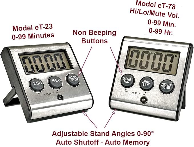 Elegant Digital Kitchen Timer Stainless Steel - Image 4