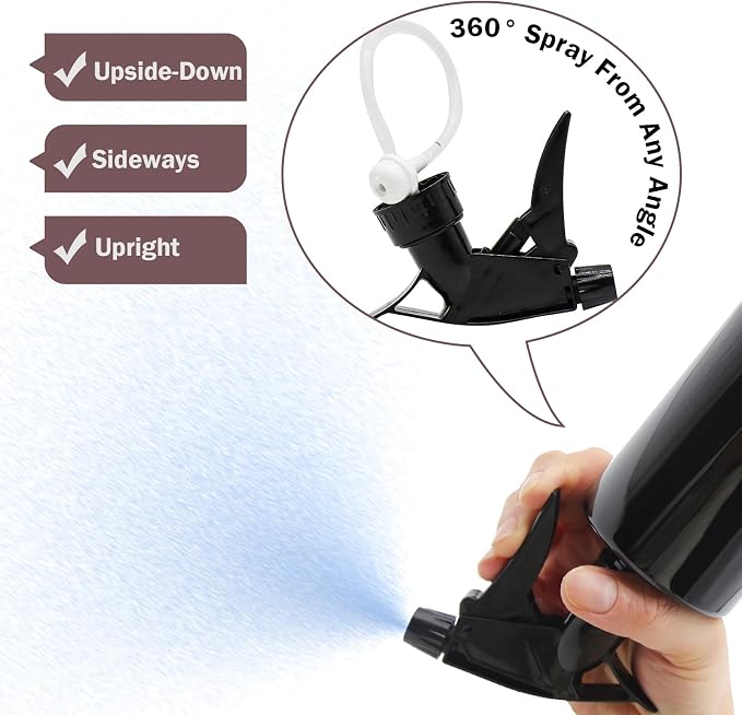 OFFIDIX 360° Water Spray Bottle 2 Pack 16 oz Continuous Plastic Empty Spray - Image 3