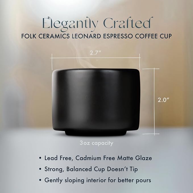 Folk Ceramics Leonard Ceramic Espresso Cups | Modern Stackable Demitasse Mugs - Image 4
