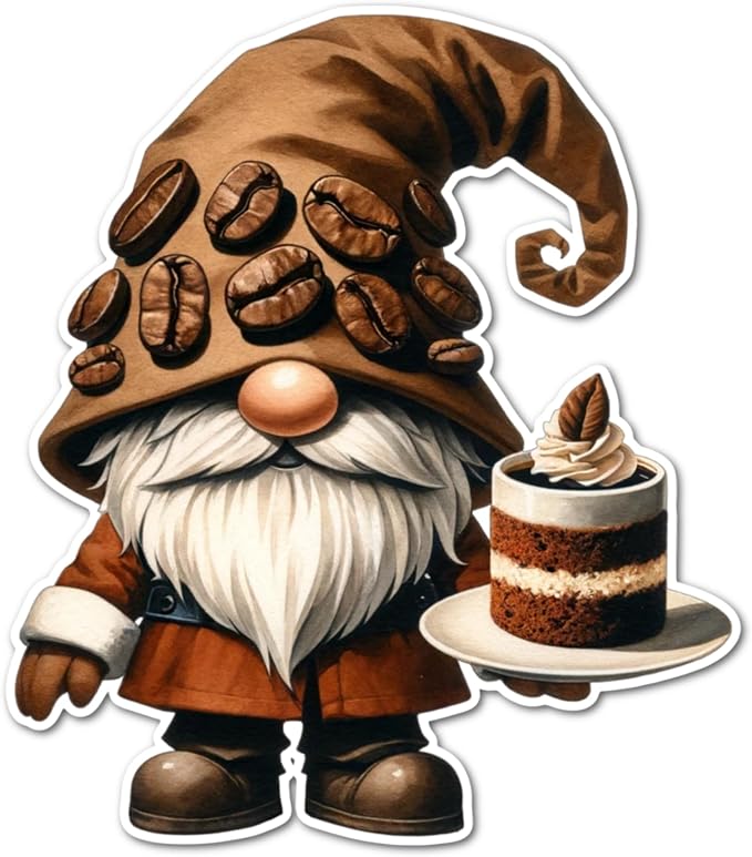 3" Coffee Gnome Bean latte brew Laminated Laptop Sticker Iced Coffee Brew by Handmade