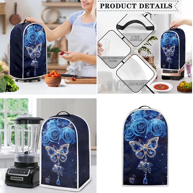 doginthehole Blue Rose Butterfly Blender Cover Food Processor Dust Cover 2 - Image 3