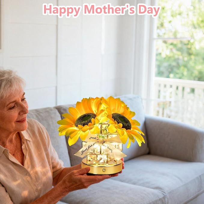 Handmade Sunflower Lamp, Rechargeable Cordless Touch Table Lamp, 3-Colour - Image 7