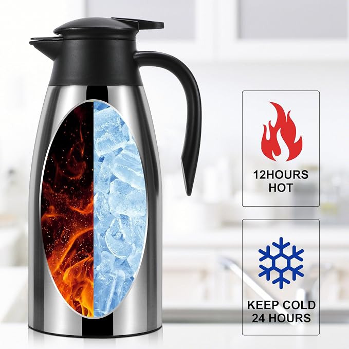 70 oz Thermal Coffee Carafe for keeping hot, Updated Carafe for hot liquid - Image 2