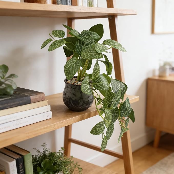Small Artificial Fake Plants in Ceramic Pot, Indoor Fake Potted Greenery Faux - Image 8