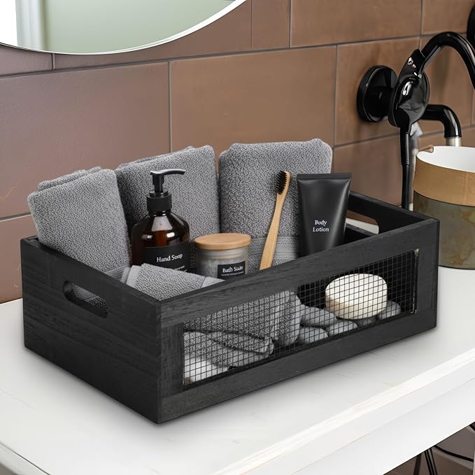 FillTouch 4 Pcs Wooden Nesting Countertop Baskets 4 Size Wooden Storage Box - Image 5