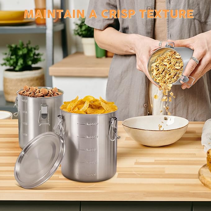 Tanjiae Stainless Steel Coffee Canister | 100% Airtight Metal Food Storage - Image 7