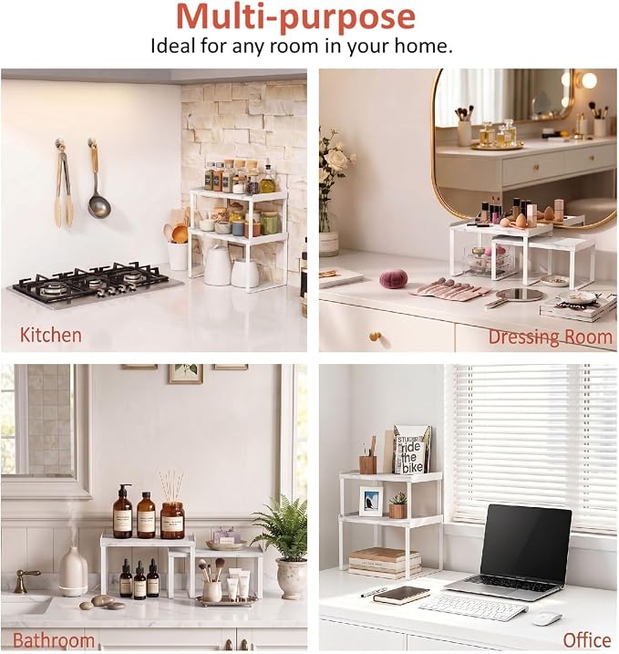 Goozii Counter Shelf Organizer Set of 4, Pantry Shelf Risers - Image 5