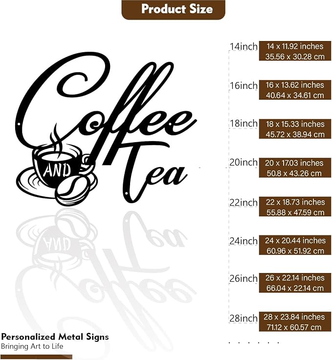 Coffee and Tea Metal Sign | Bar Hanging Signs - Image 3