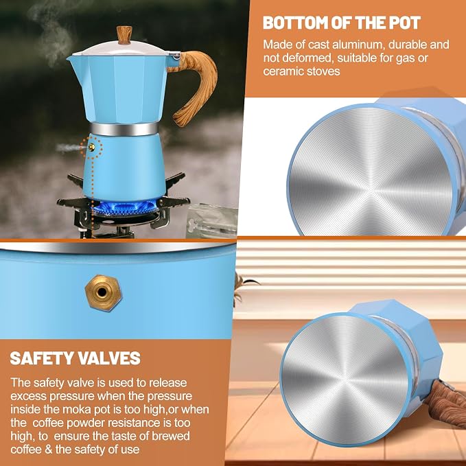 6 Cup Aluminum Espresso Stovetop Moka Pot Express Coffee Maker Percolator - Image 6