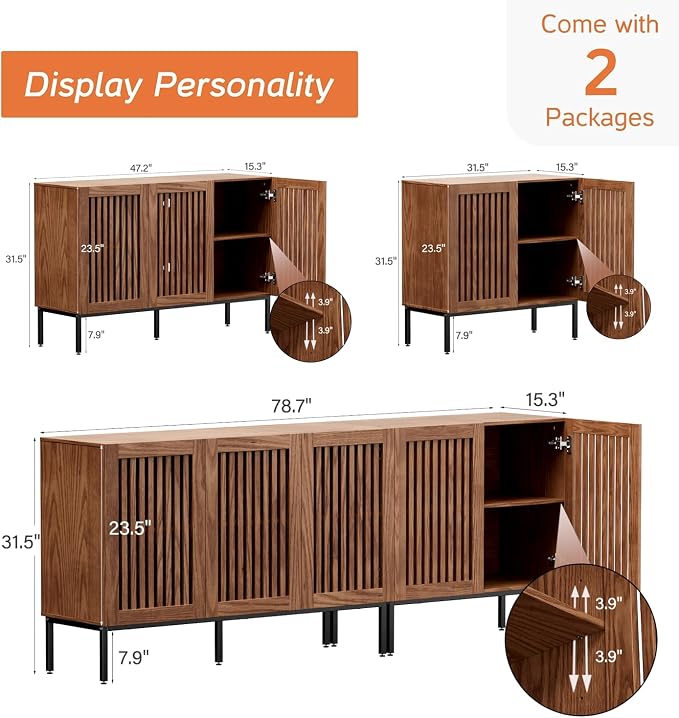 BVIUNTWO 79" Farmhouse Buffet Cabinet - Image 2