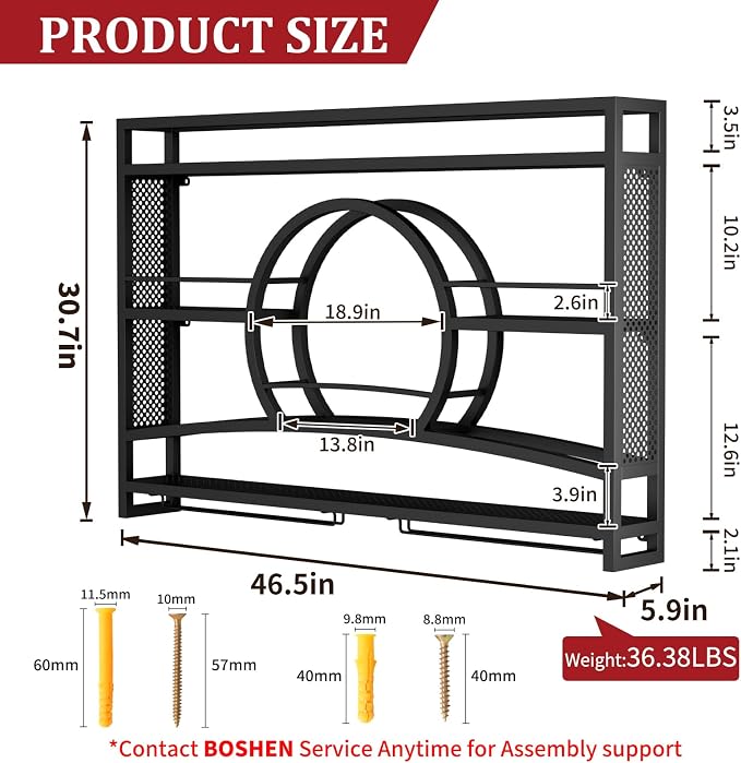 Boshen 3-Tiers 46in Wine Rack Wall Mounted - Image 5