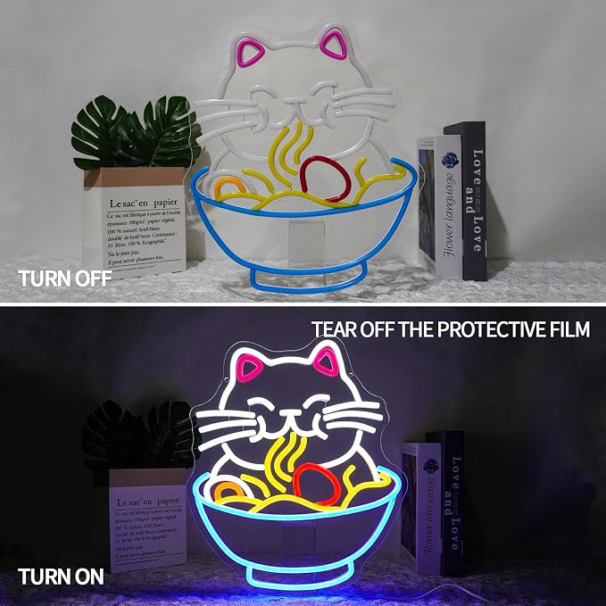 Fortune Cat Ramen Neon Sign Dimmable Lucky Cat Neon Light Sign - Image 5