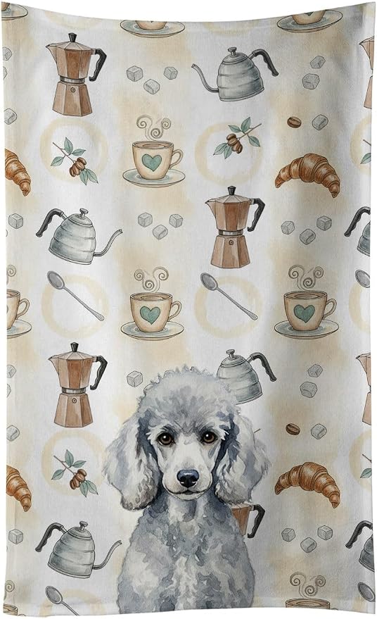 Caroline's Treasures Standard Silver Poodle Coffee Bar Kitchen Towel Velour by CarolinesTreasures
