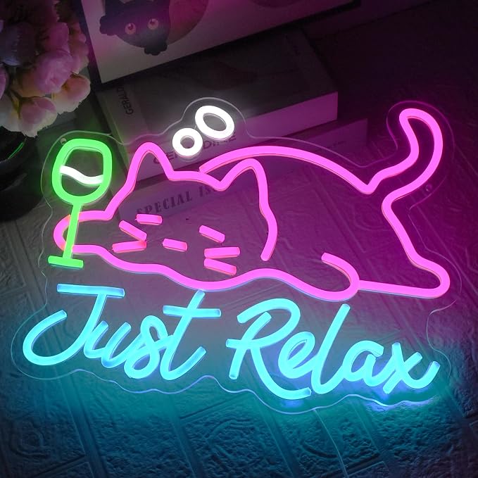 Cat Beer Neon Sign, Just Relax Neon Signs - Image 4