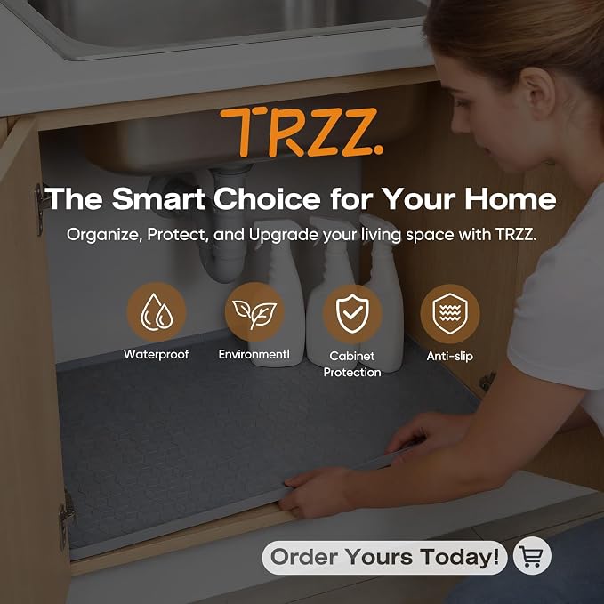 TRZZ Silicone Waterproof Under Sink Mat 22" x 19", Drip Tray and Cabinet Liner - Image 8