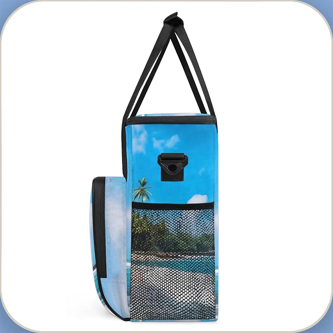 Tropical Beach Coffee Maker Carring Bag, Large Insulated Storage Organizer Case - Image 4