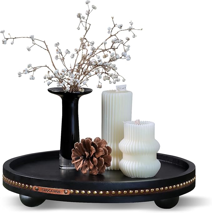 Farmhouse Decorative Round Tray, 11.81 Inch, Versatile Centerpiece Tray by Unknown