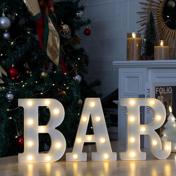 BAR LED Marquee Sign, Warm White Light Up Letters, Decorative Led BAR Letter by Weareyourgoodpartners
