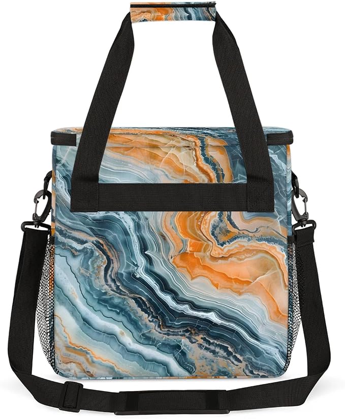 Marble Abstract Coffee Maker Carring Bag, Large Insulated Storage Organizer - Image 5