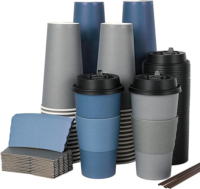 LITOPAK 100 Pack 20 oz Disposable Paper Coffee Cups by LITOPAK