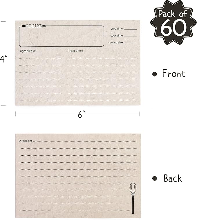 LotFancy Recipe Cards, 4x6 Inch, Double Sided, Blank Recipe Cardstock, Vintage - Image 2