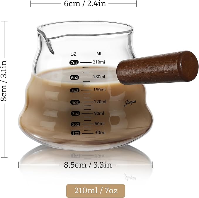 Joeyan 7 oz Glass Measuring Cup, Espresso Shot Glasses - Image 2