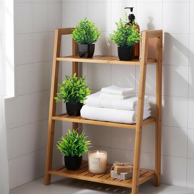 CEWOR Fake Plants 4 Packs Small Artificial Greenery Plants Mini Black Bathroom - Image 4