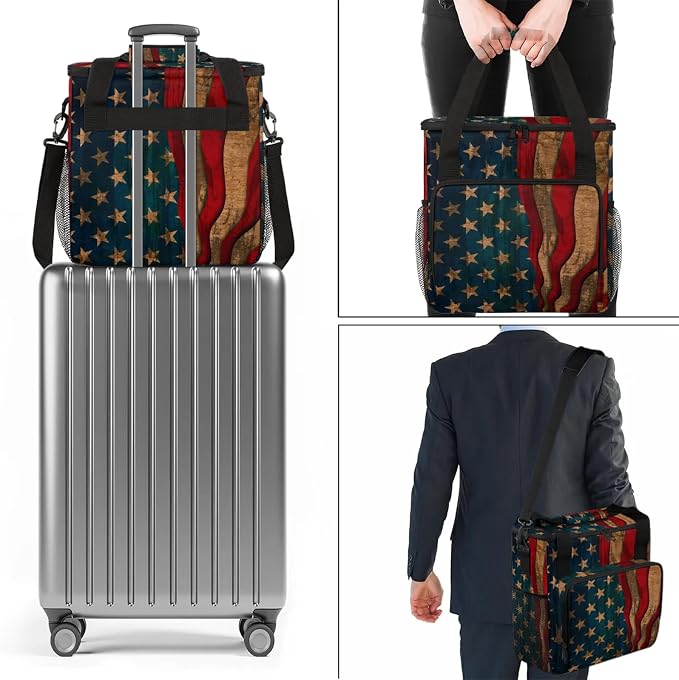 American Flag Coffee Maker Carring Bag, Large Insulated Storage Organizer Case - Image 7