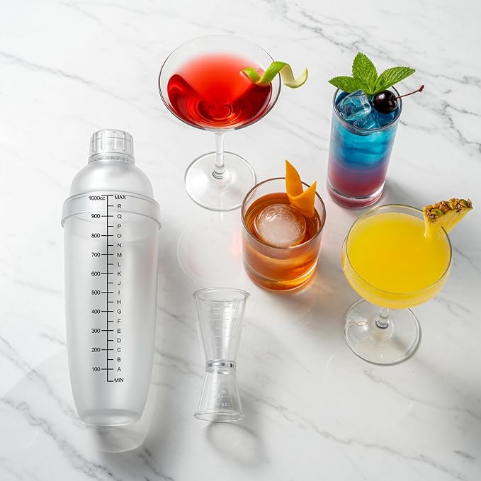 Homestia 2-Piece Plastic Cocktail Shaker Set, 1000ml Clear Boston Shaker - Image 7