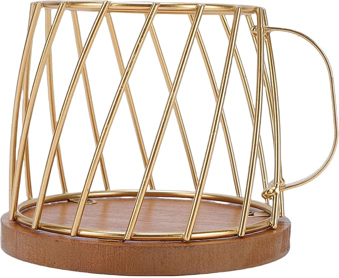JTLB Coffee Pod Basket, Large Capacity Metal Wood Holder Organizer - Image 5