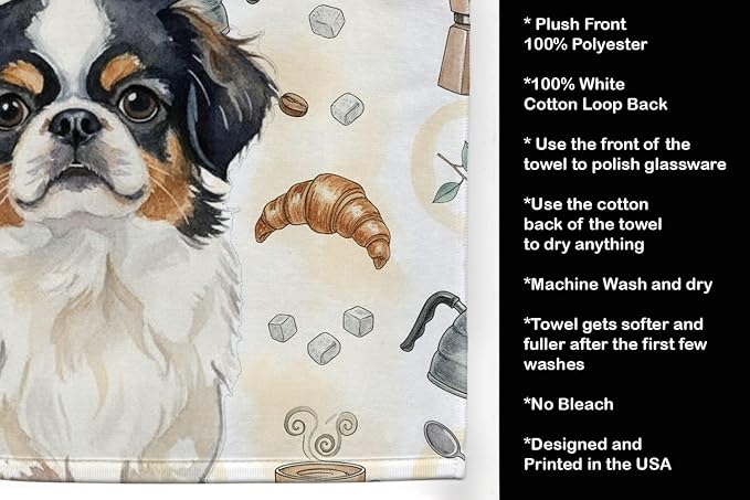 Caroline's Treasures Tricolor Japanese Chin Coffee Bar Kitchen Towel Velour - Image 4
