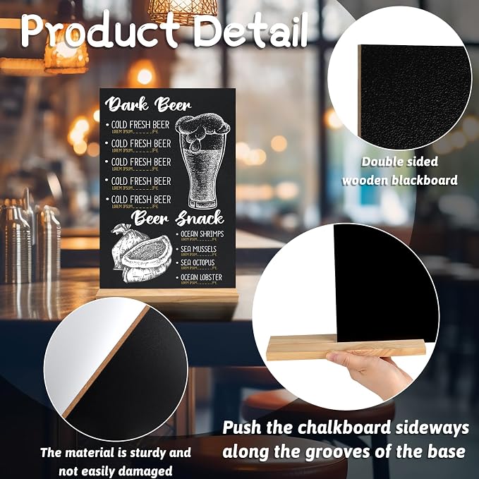 NEBURORA 1 Pack 8 x 12 Inches Tabletop Small Chalkboard Sign - Image 3