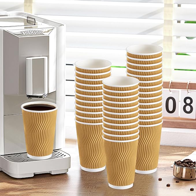 Lamosi Disposable Coffee Cups 16 OZ 90 Pack, Paper Coffee Cups 16 OZ - Image 6