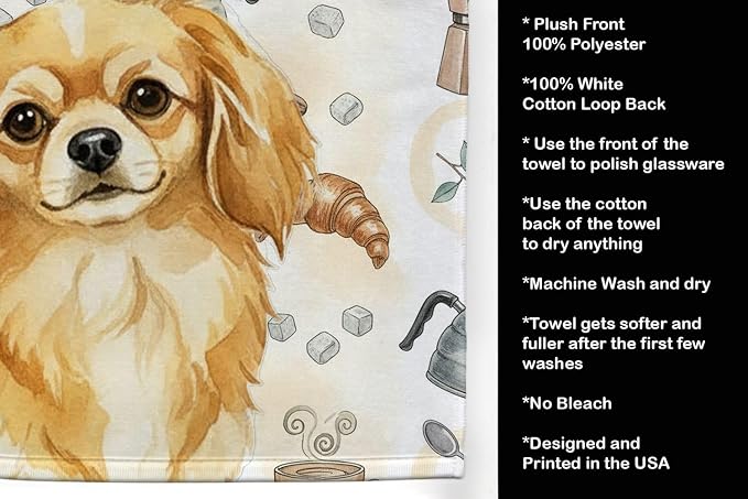 Caroline's Treasures Gold Tibetan Spaniel Coffee Bar Kitchen Towel Velour Plush - Image 4